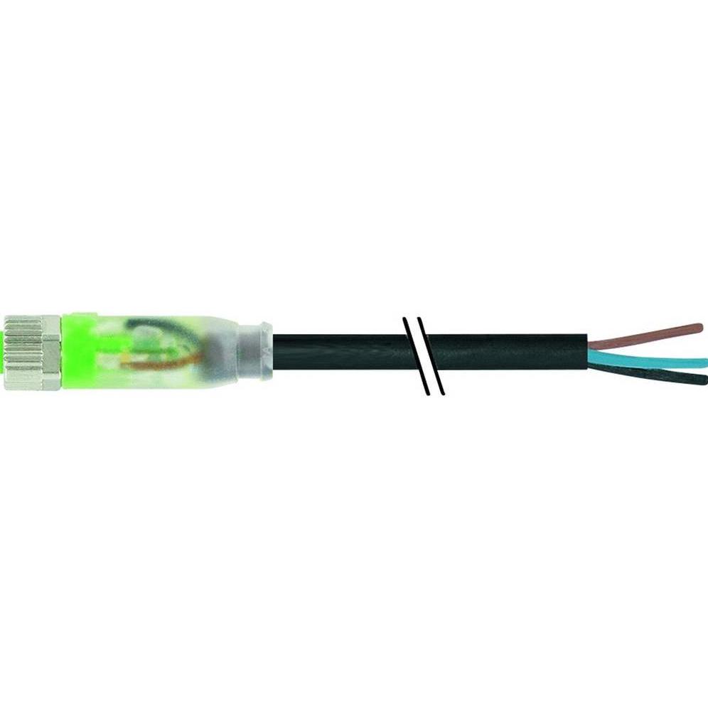 Murr Elektronik M8 Bu. 0° LED freies Ltg.-ende PVC 3x0.25 sw UL,CSA 5m, Elektronikkabel + Stecker, Schwarz