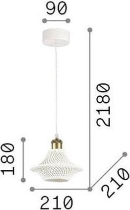 Image du produit Ideal lux LUGANO Suspension E27 ⌀210mm dimmable Blanc 206806 (E27)