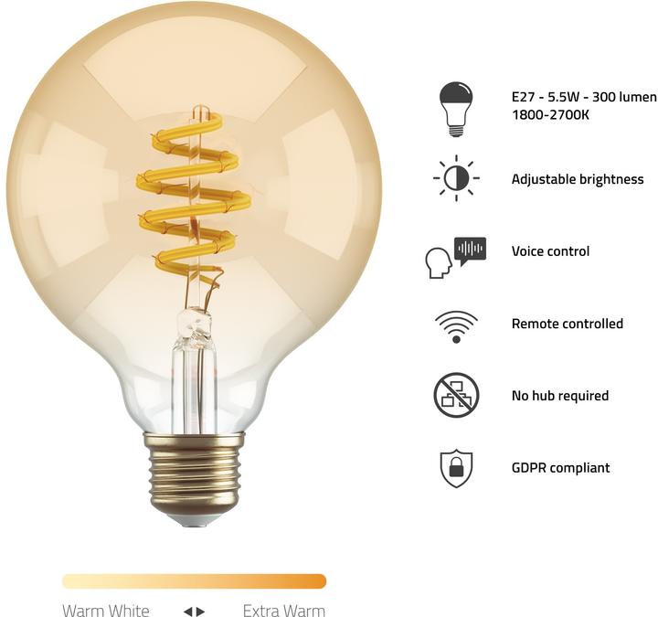 Actual product image Hombli Filament (E27, 5.50 W, 300 lm, 1 x, G)