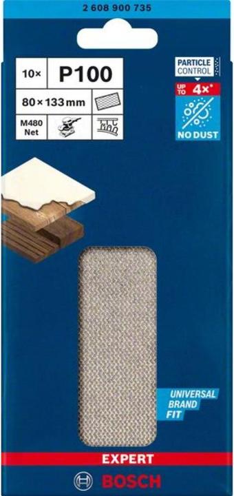 Actual product image Bosch Professional Zubehör Expert M480 Sanding net for orbital sander, 80 x133 mm, G 100, 10 pcs. (100, P100)