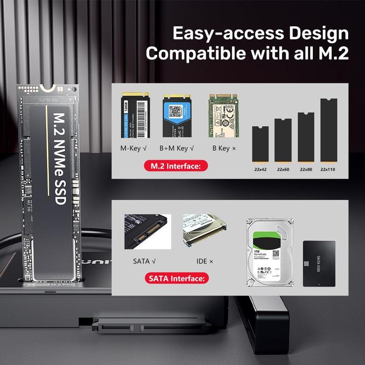 Produktbild Unitek Mostek Na Dyski Sata M.2 Mvme USB-C