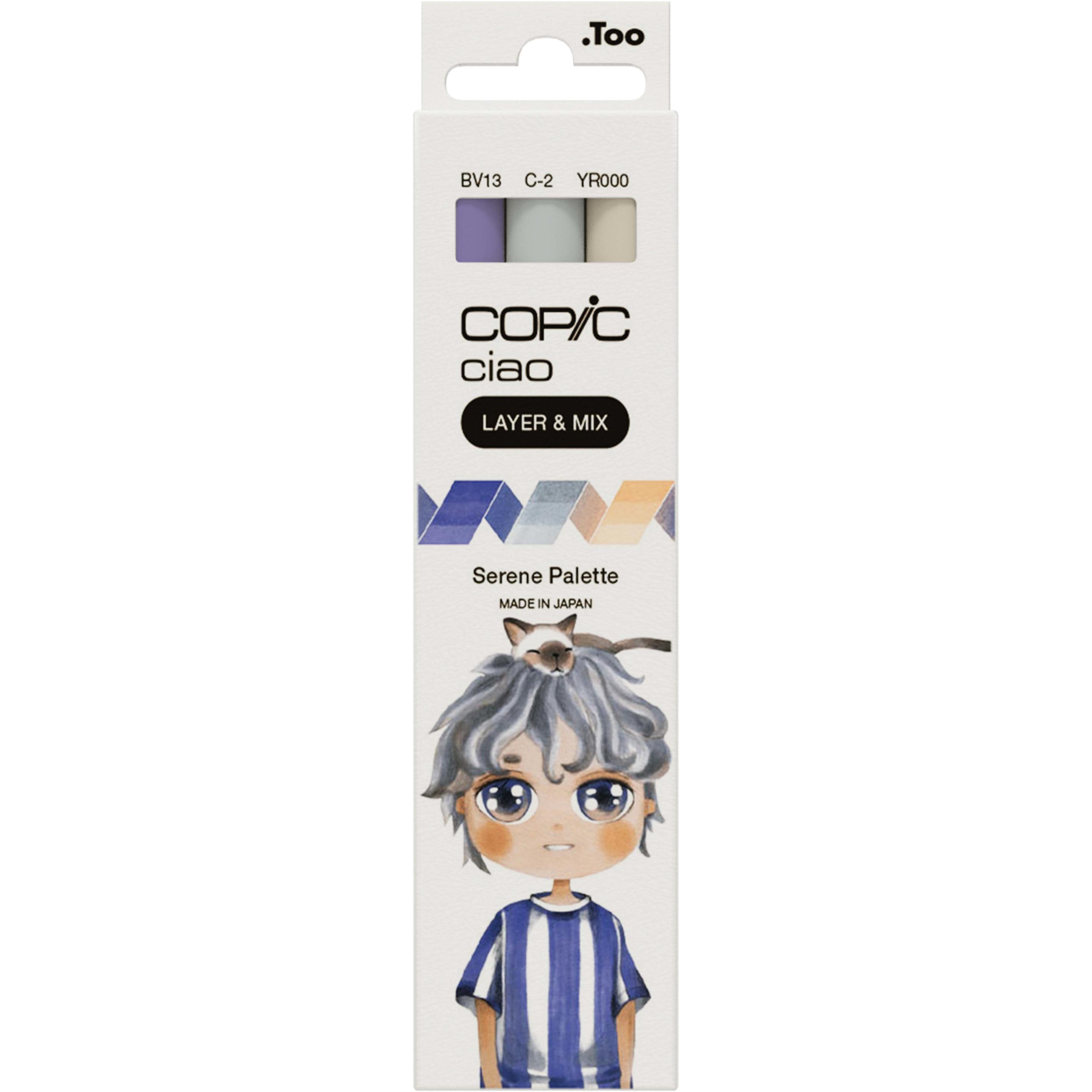 Copic, Marker, CIAO - Marker (C-2 Cool Gray No. 2, YR-000 Silk, BV-13 Hydrangea Blue, 6 mm, 3 x)