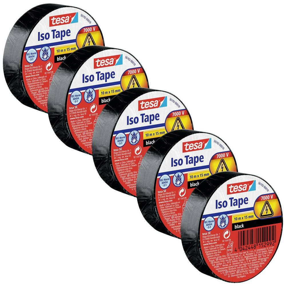 tesa, Klebeband, 5x Elektro Isolierband, hitzebeständiges Klebeband zum Isolieren, Reparieren & Bündeln, Fünferpack (15 ...
