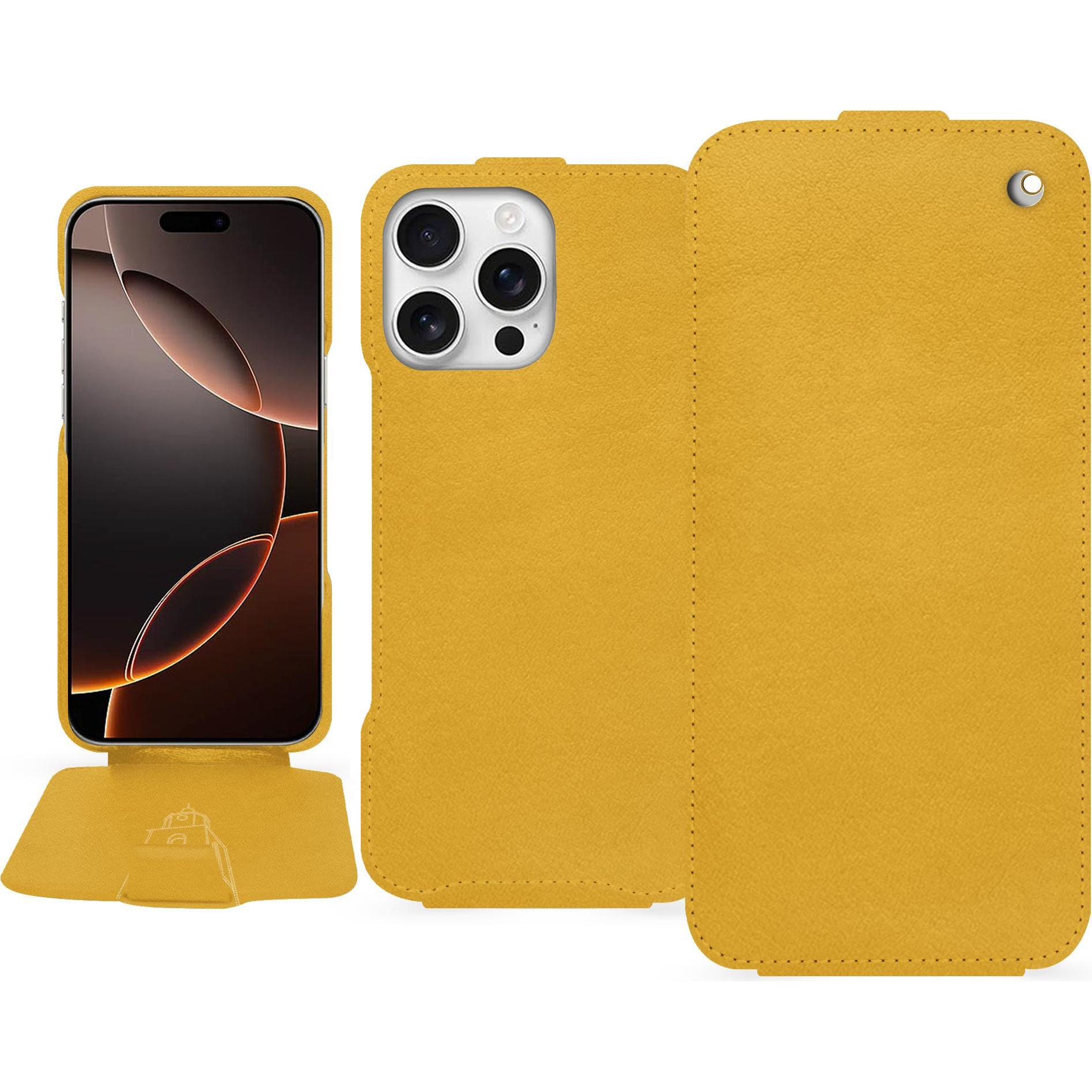 Noreve Lederschutzhülle vertikal (Apple iPhone 16 Pro), Smartphone Hülle, Orange