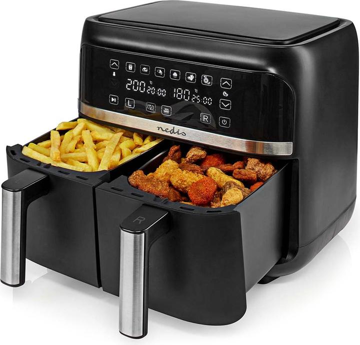 Actual product image Nedis Hot Air Fryer | 2x3.8 l | Timer: 60 min | Digital | Black