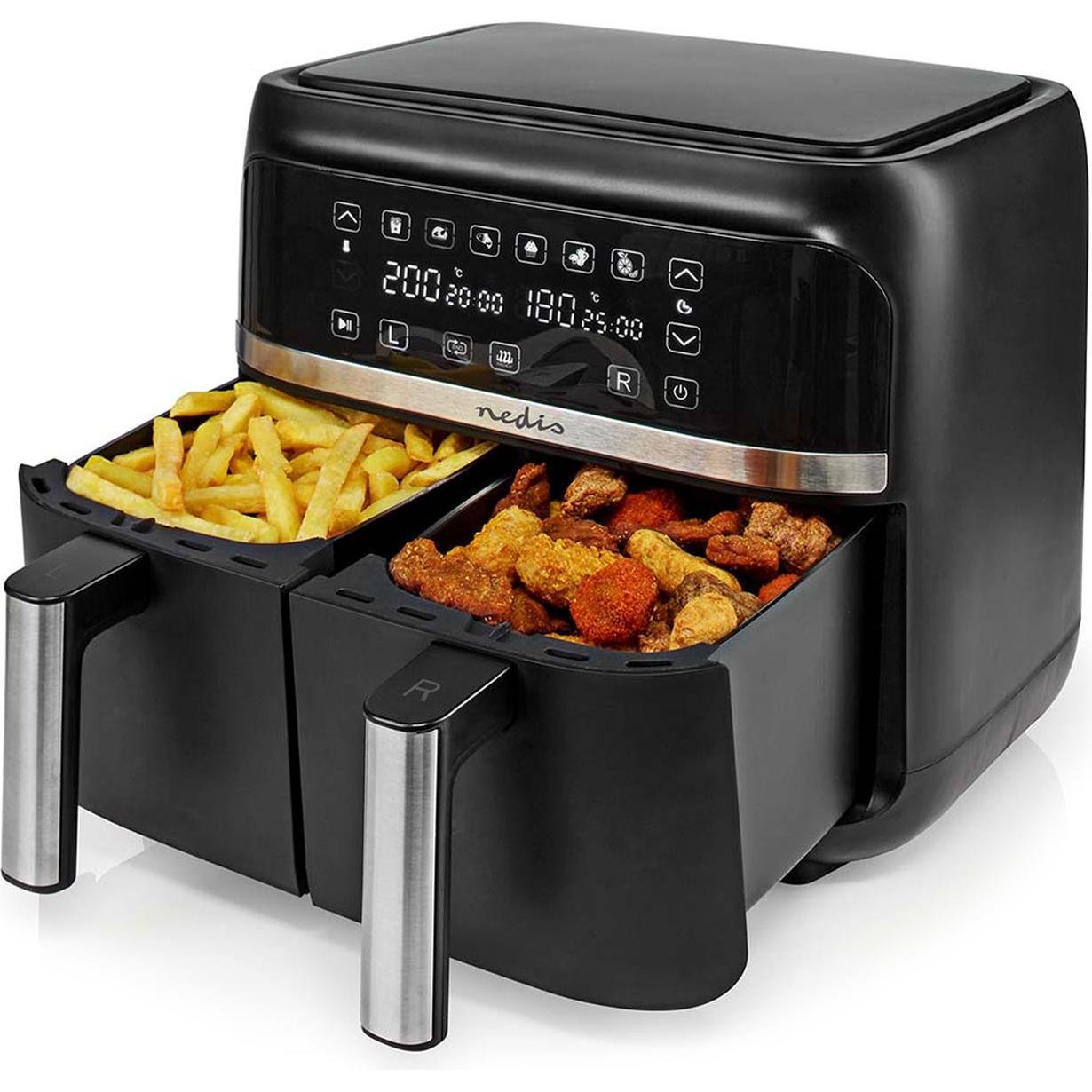 Thumbnail - Nedis Heissluft Friteuse 2x3.8 l Timer: 60 min Digital Schwarz, Fritteuse, Schwarz