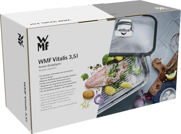Produktbild WMF Dampfgarer Bräter 3,5l Glasdeckel Garblech Vitalis Compact Edelstahl (Bräter + Schmortopf, Edelstahl)