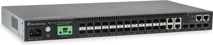 LevelOne 20 x SFP, /100/1000 RJ-45/SFP, 4 x SFP + uplink, 1 x RJ-45 RAM, 100-240VAC (28 ports)