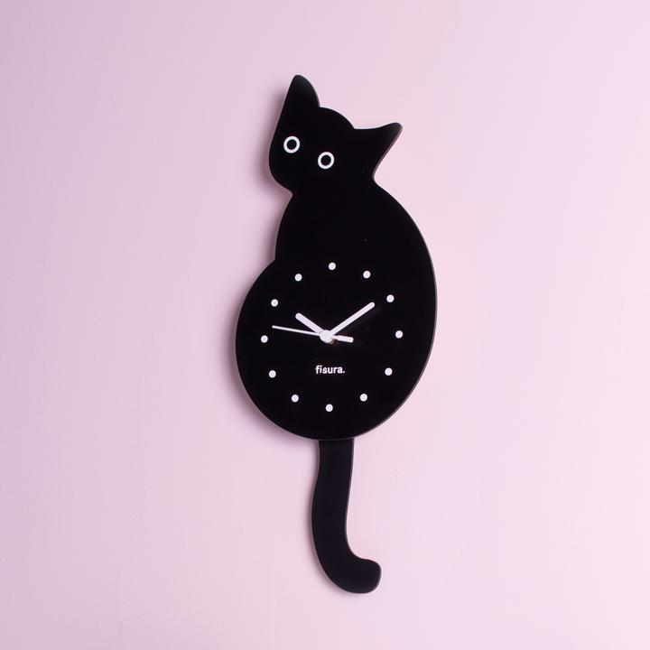 Actual product image Fisura CAT CLOCK - black