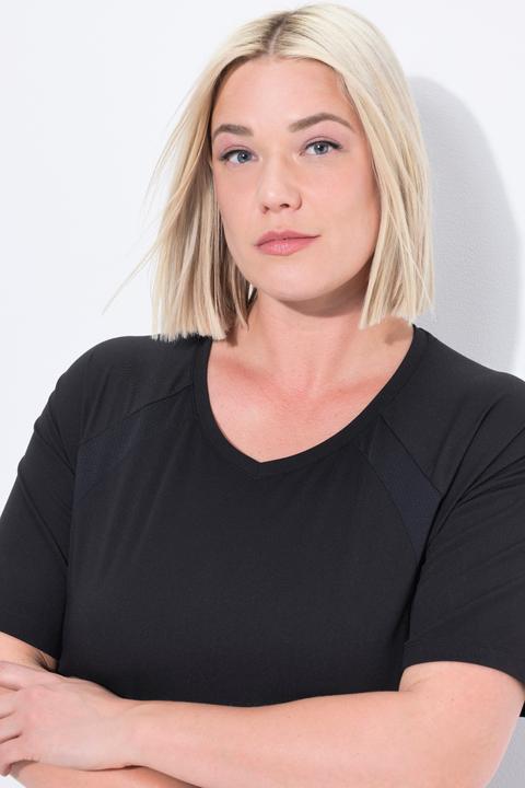 Image du produit Ulla Popken T-shirt technique, à séchage rapide, col V, manches courtes (56)