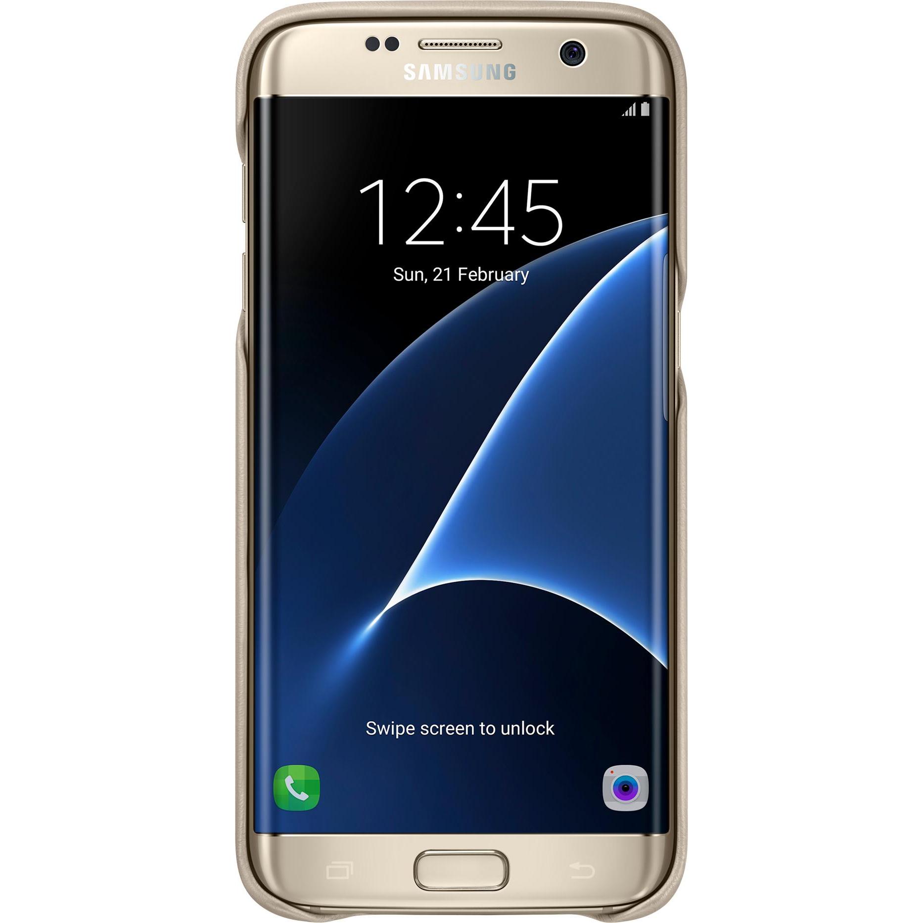 Thumbnail - Samsung Leder Cover (Samsung Galaxy S7 Edge), Smartphone Hülle, Schwarz, Beige