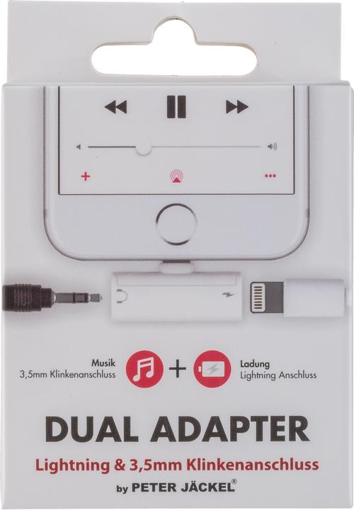 Productafbeelding Peter Jäckel DUAL ADAPTER Lightning en 3,5mm jack aansluiting (Bliksem, 3,5 mm aansluiting)