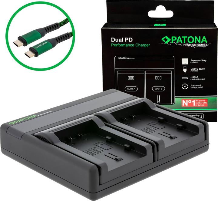 Image du produit Patona Batteries de remplacement Chargeur double USB USB-C (Chargeur de batterie d'appareil photo)