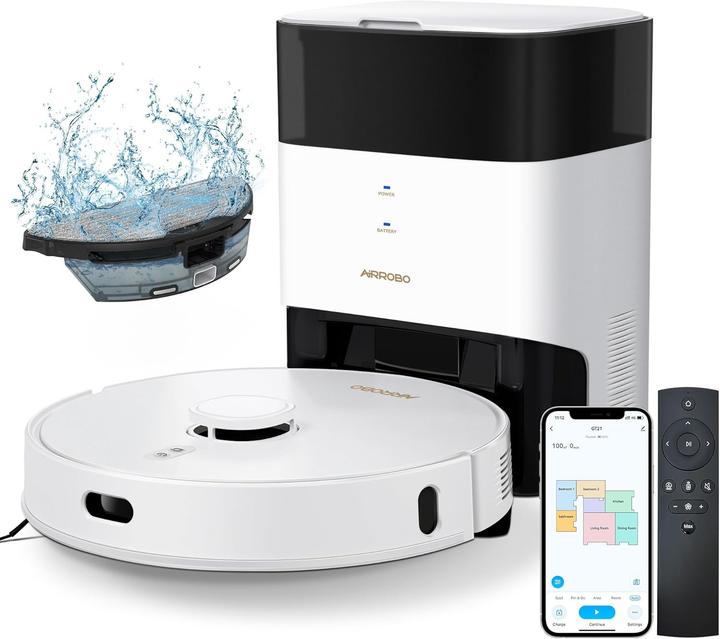 Produktbild Airrobo Robotstaubsauger mit Wischfunktion, automatischer Entleerung und App-Steuerung (2600 Pa, Wischtuch)