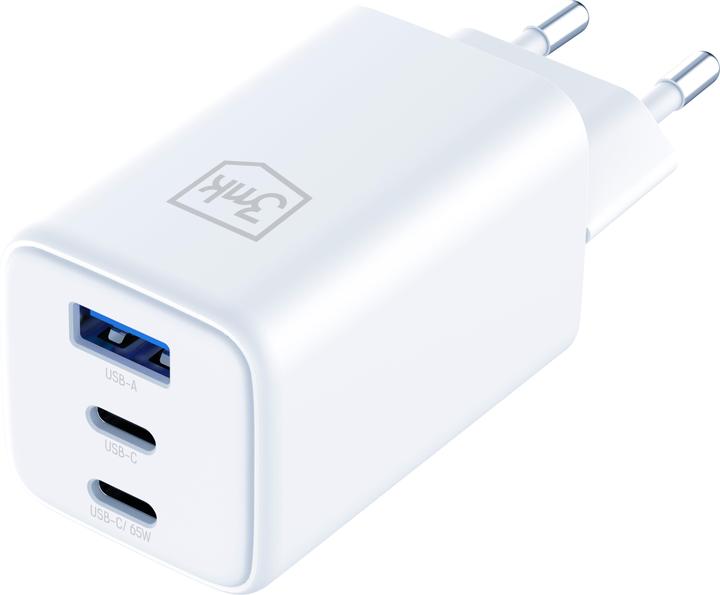 Image du produit 3MK Ładowarka sieciowa Hyper GaN Charger 65W 1xUSB-A 2xUSB-C PD QC4+ biały (65 W, 3 ports)
