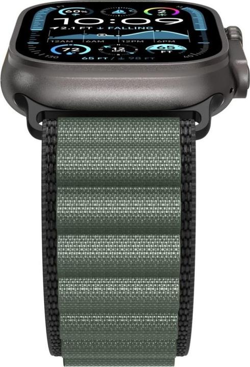 Produktbild Spigen Armband WBF1 Armband für Apple Watch 44 / 45 / 46 / 49 mm - Schwarz und Grün (49 mm, Nylon)