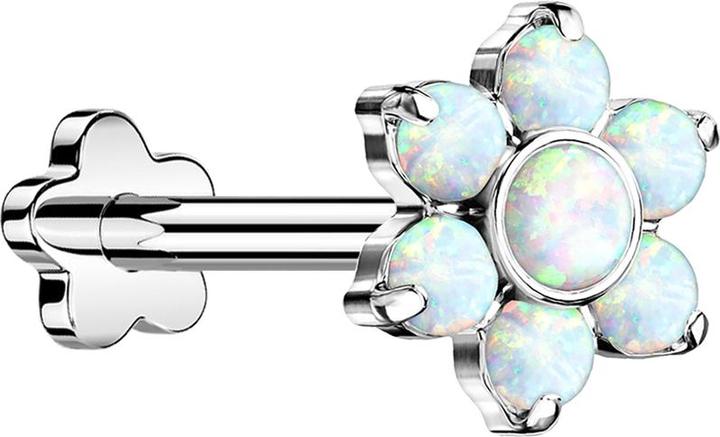 Immagine prodotto Star Piercing Micro Labret filo interno argento cinque cristalli acqua (senza ottone, Titanio)