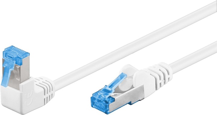 Produktbild Goobay CAT 6A Patchkabel 1x 90° gewinkelt, S/FTP (PiMF), Weiss, 3 m (S/FTP, CAT6a, 3 m)