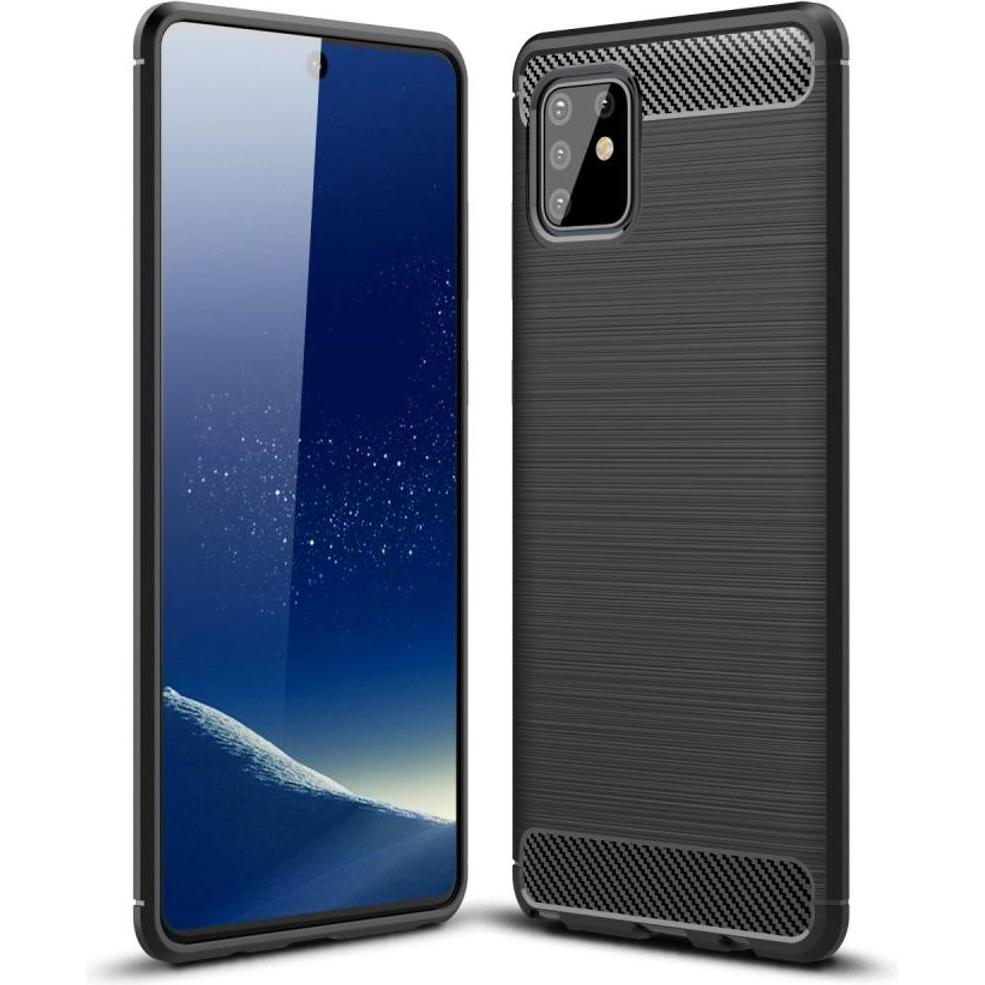 König Design Hülle Handy Schutz für Samsung Galaxy A81 Case Cover Bumper Carbon Optik Schwarz (Samsung Galaxy A81), Smar...