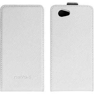 Nevox Custodia RELINO per Sony Xperia Z1 Compact Flip Case, bianco-grigio, Blister (4250686402087) (Sony Xperia Z1 Compact), Cover smartphone, Bianco,
