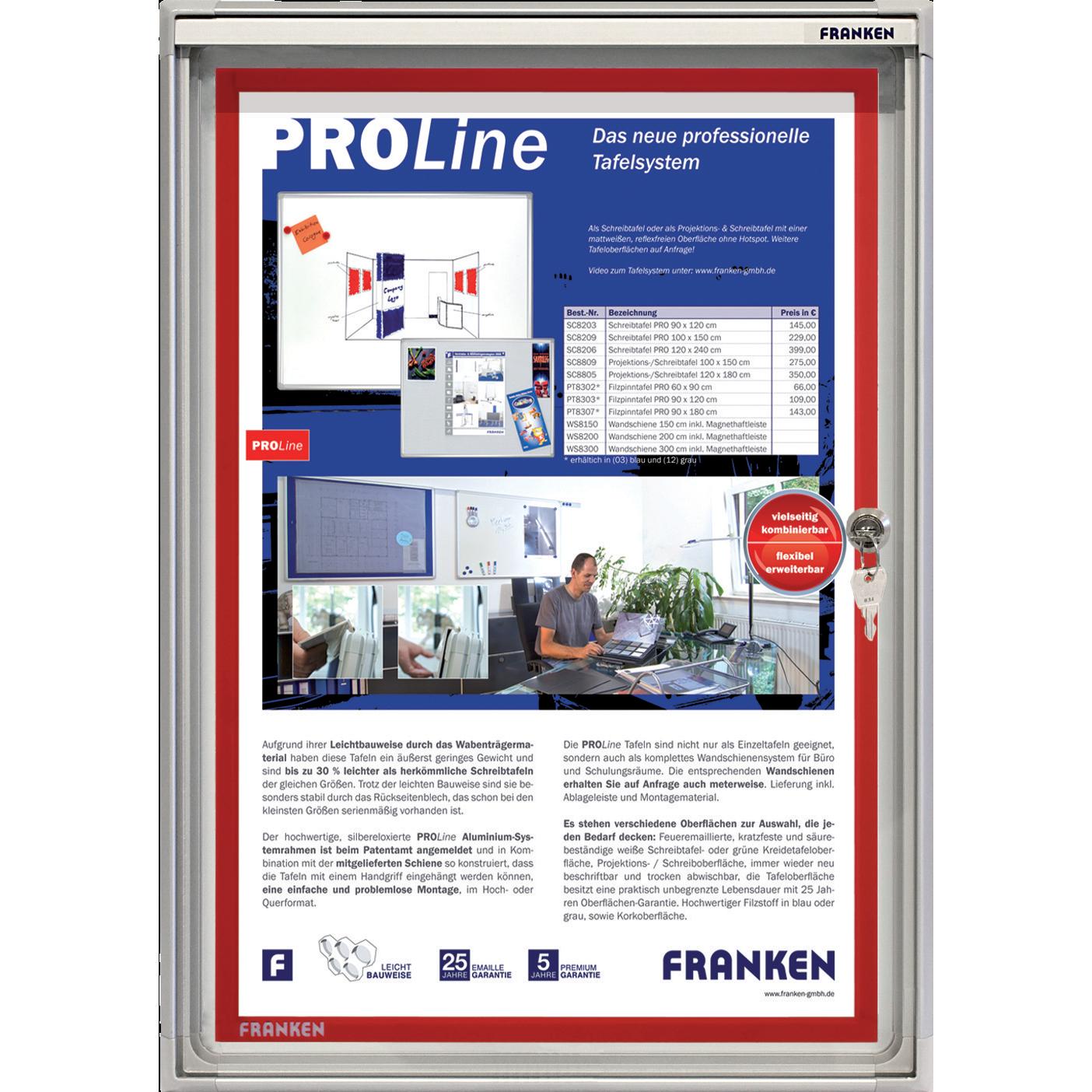 Thumbnail - Franken, Präsentationstafel, Schaukasten x-tra!Line 1 x DIN A4 Innenbereich magnethaftende und trocken (37 x 28 x 3 cm)