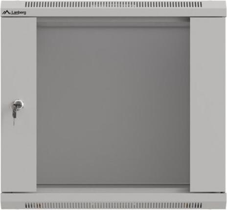 Produktbild Lanberg Wandmontierte Schrank 19 9HE 540x350 graue mit Glastüren (FLAT PACK) (10.86 HE, 19 Zoll Rack)