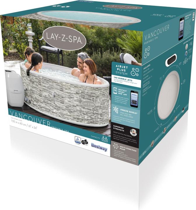 Actual product image Bestway Lay-Z-Spa® Vancouver AirJet Plus Hot Tub 5 Persons - 1.55m x 60cm (5 Persons)