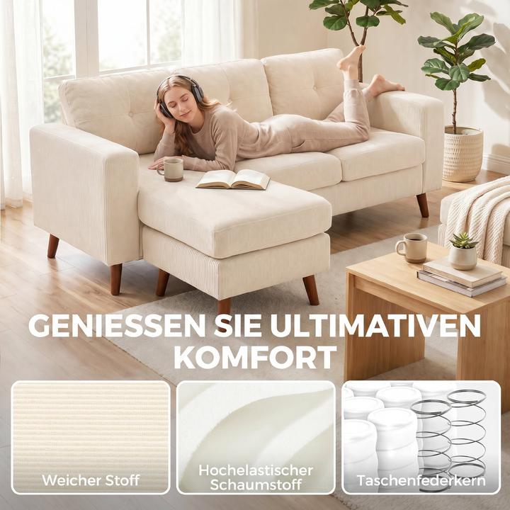 Immagine prodotto Homcom Ecksofa Polyester Cremeweiss (Divano ad angolo)