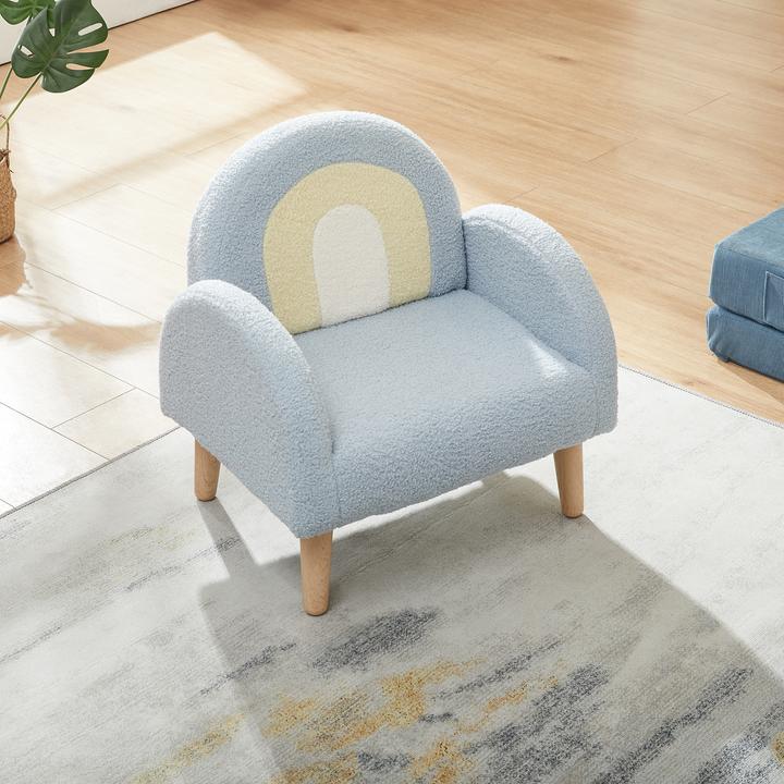 Actual product image En.Casa Kindersessel Sorreindi 50x50x45 cm Teddystoff Blau (Child armchair)