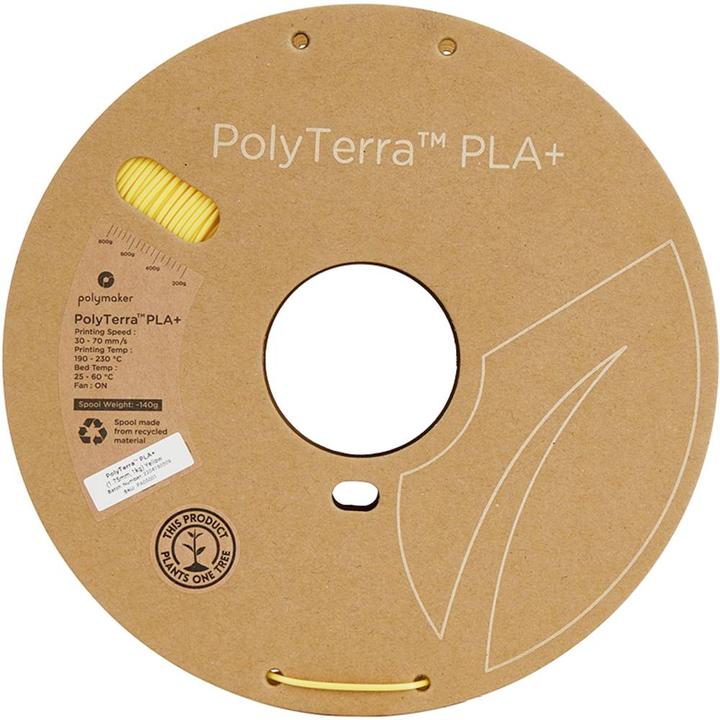 Actual product image Polymaker PolyTerra PLA+ Yellow 1.75mm 1kg (PLA+, 1.75 mm, 1000 g, Yellow)