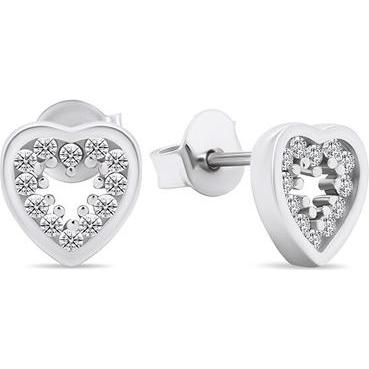 Brilio, Ohrringe, Silver - Charming silver earrings with zircons Hearts EA573W