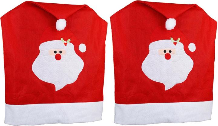 Novaliv Christmas Chair Covers Set of 2 I Red I Father Christmas I Chair Cover Christmas Decoration