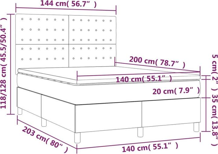 Image du produit vidaXL Boxspringbett (140 x 200 cm)