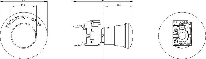 Actual product image Siemens SIRIUS ACT emergency stop switch complete metal, high gloss, red
