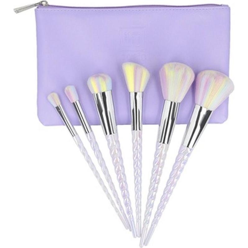 Ilu Multicolore Pennello Make-Up, Basic Set 6 Pennelli Per Il Trucco Con Borsa Unicorno (Set)