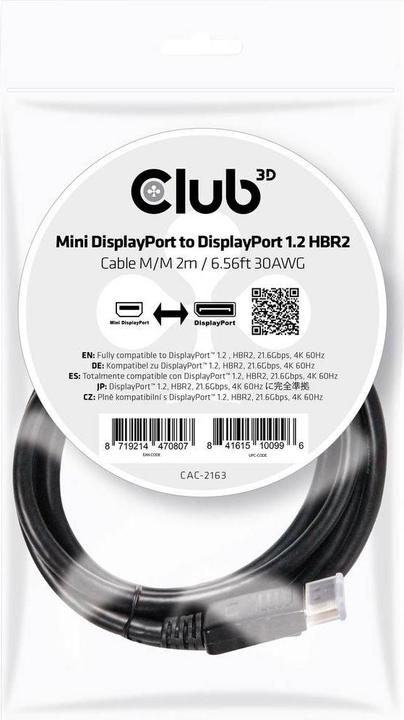Actual product image Club 3D Mini DisplayPort — DisplayPort (2 m, DisplayPort)