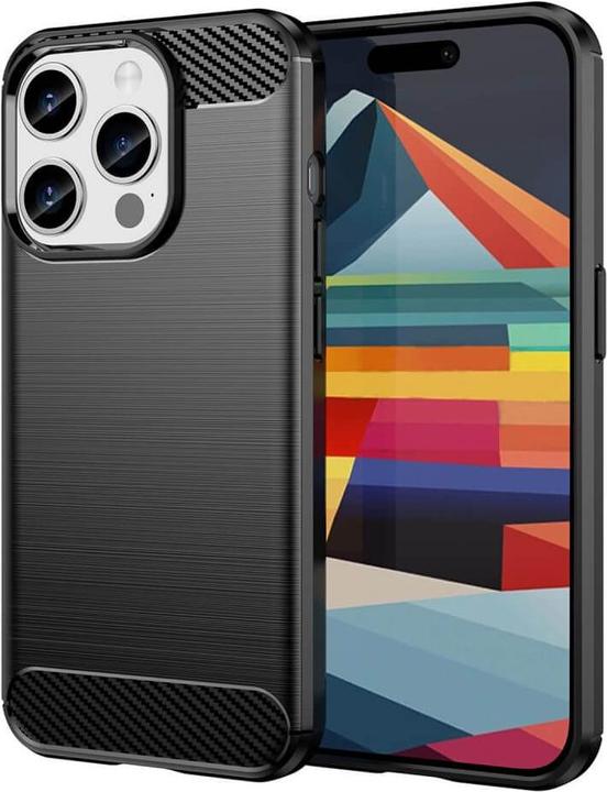 Produktbild Cover-Discount iPhone 15 Pro Max - Metall Carbon Look Hülle schwarz (Apple iPhone 15 Pro Max)