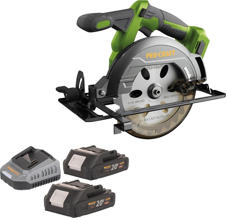 Produktbild Procraft PCA32-BB Akku Handkreissäge 20 V 165 mm Brushless + 2x Akku 2,0 Ah + Ladegerät
