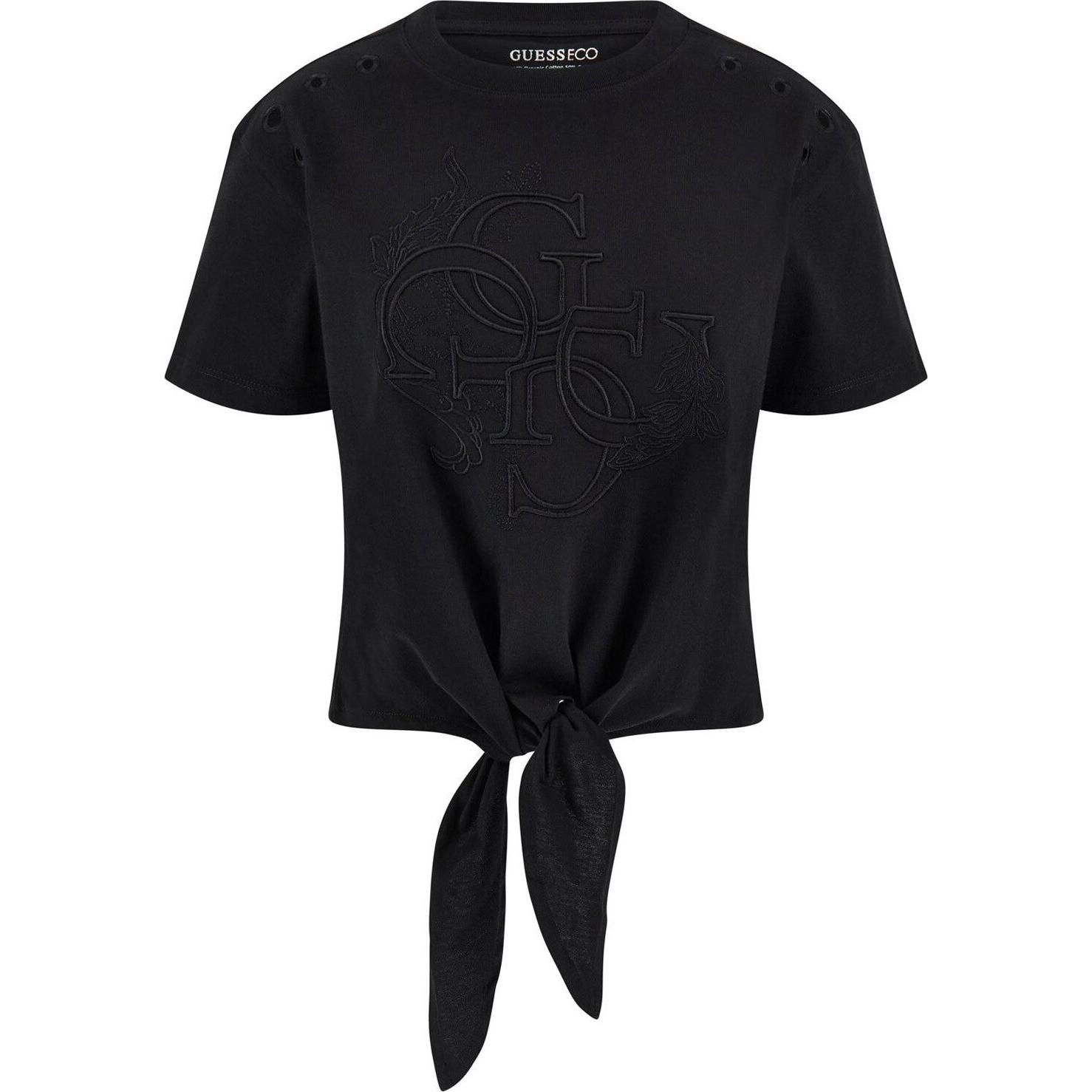 Guess, Damen, Shirt, Tone On Tone, Schwarz, (XL)
