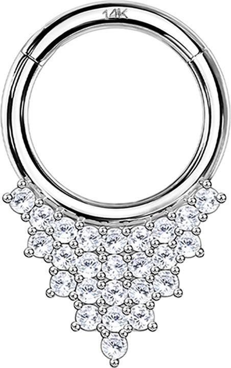Produktbild Star Piercing Micro Segmentring klappbar 14k weissgold Dreiecksplatten mit Kristallen (14k Gold, ohne Messing)