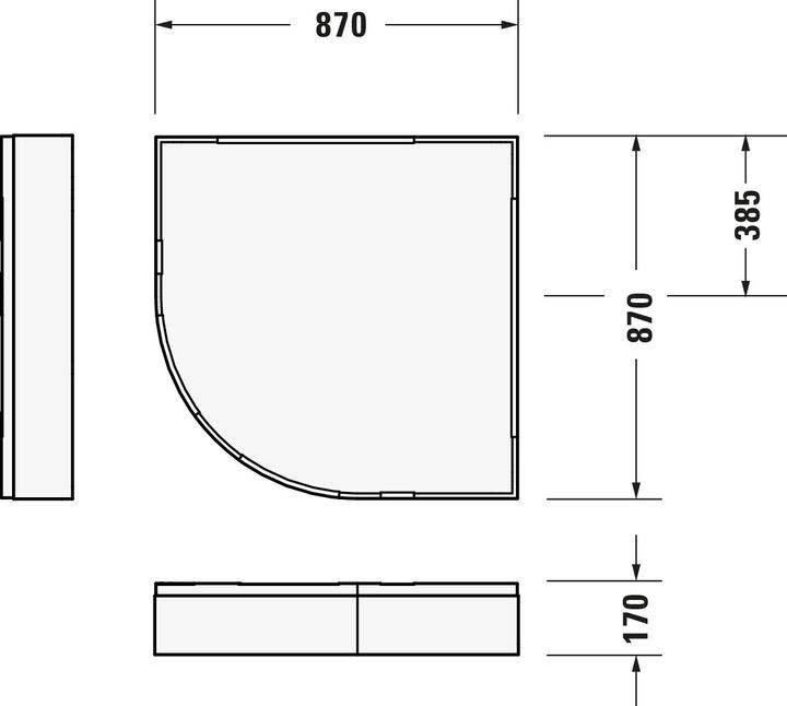 Produktbild Duravit Viertelkreis-Duschwanne D-CODE mit Antislip, weiss 900x900x85mm