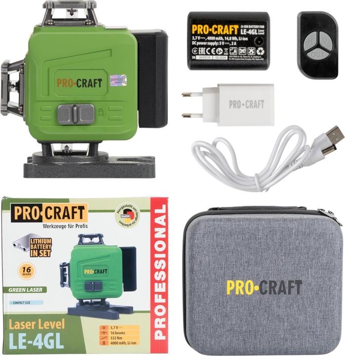 Kreuzlinienlaser, Ladegerät, Li-Ion Akku