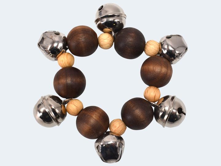 1044 Glöckchen Band Fuss, Mehrfarbig (Holz, Nussbaum, 10.50 cm)