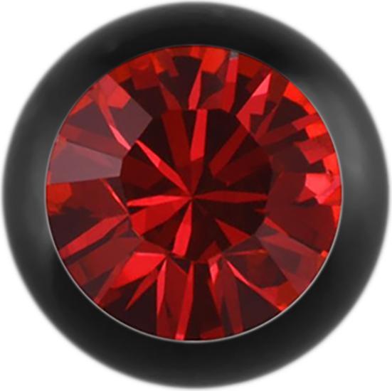Actual product image Star Piercing Micro sphere Absolute Black with Swarovski red (without brass, Surgical steel 316L)