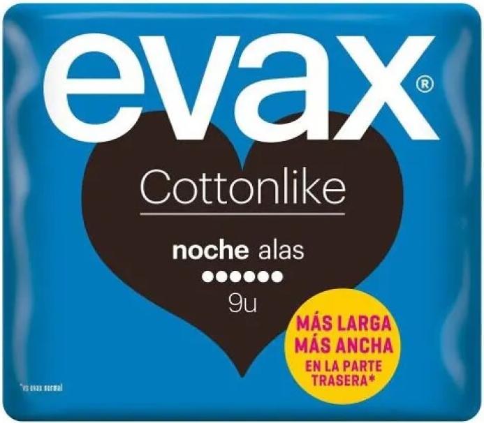 Produktbild Evax Cottonlike Nacht Damenbinden mit Flügeln 9 Stück (9 x)
