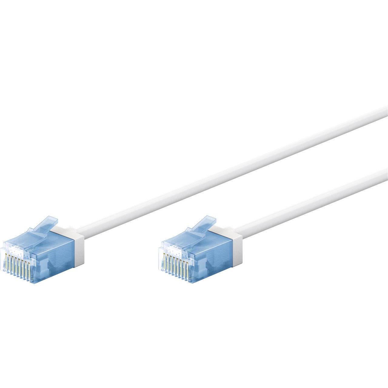 Goobay Ultraflexibles CAT 6A Patchkabel, slim, U/UTP, weiss (U/UTP, CAT6a, 0.50 m), Netzwerkkabel