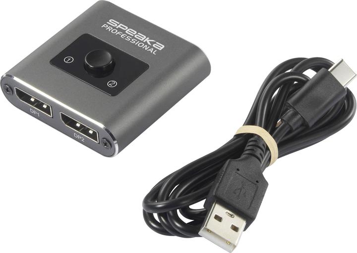 Produktbild SpeaKa Professional SP-BDS-250 2 Port DisplayPort-Switch UHD 8K @ 60 Hz, UHD 4K