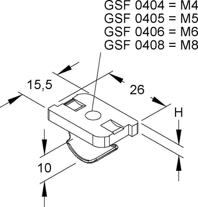 Actual product image Niedax NIE GSF0405 Sliding nut with clamping spring thread M5 height 3mm thick. (M5)