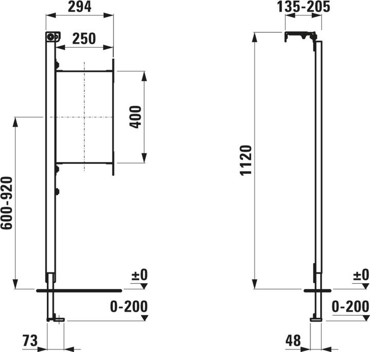 Actual product image Laufen CH1 installation system, for handle and support systems, left, 295x135x1120mm, H8926670000001