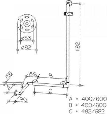 Productafbeelding Keuco Douchegreep PLAN CARE m douchestang 597/680/1265mm vc